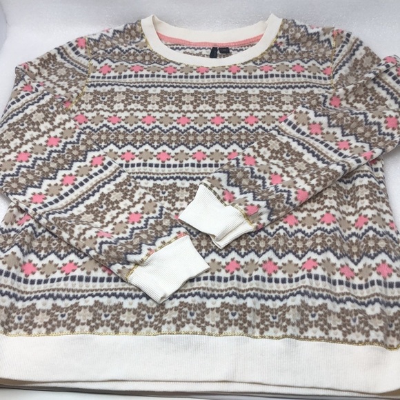 Kenzie Pajama Set Fleece 2- Piece Pink & Tan Cream Lurex Metallic Thread Size M - Picture 2 of 15